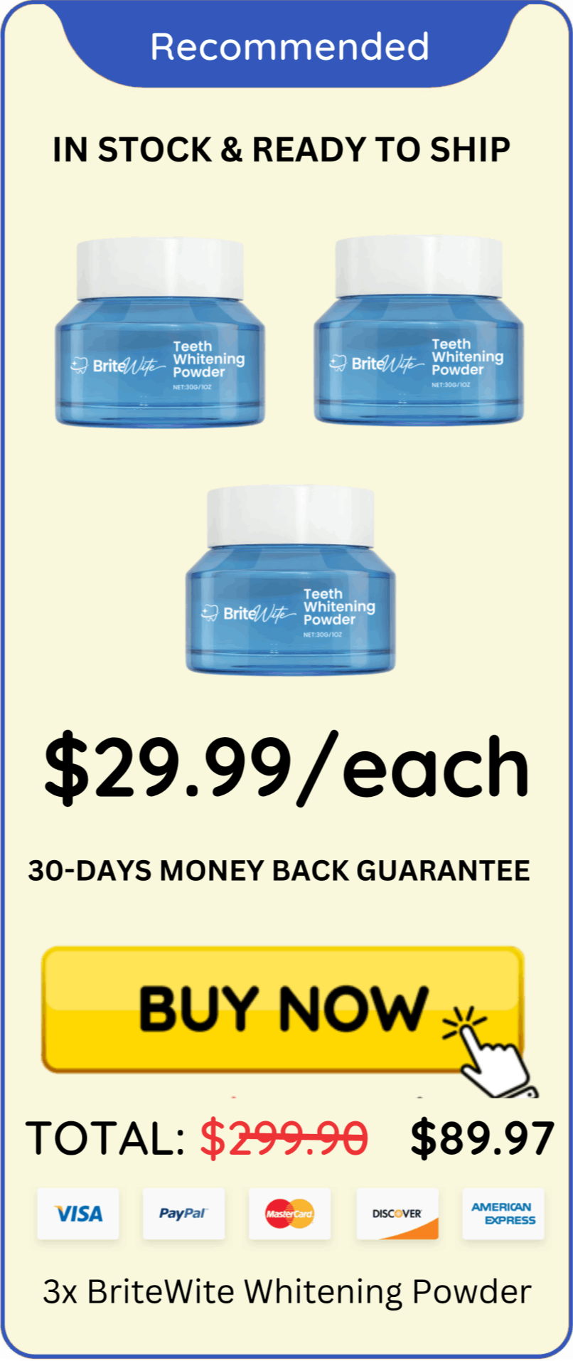 BriteWite Whitening Powder offer package price 
